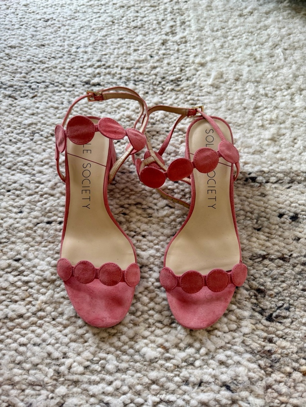 Sole Society Pink Suede Heeled Sandals